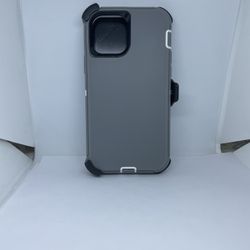 For iPhone 12 / 12 Pro Gray With White Belt Clip Case Holster Defender 