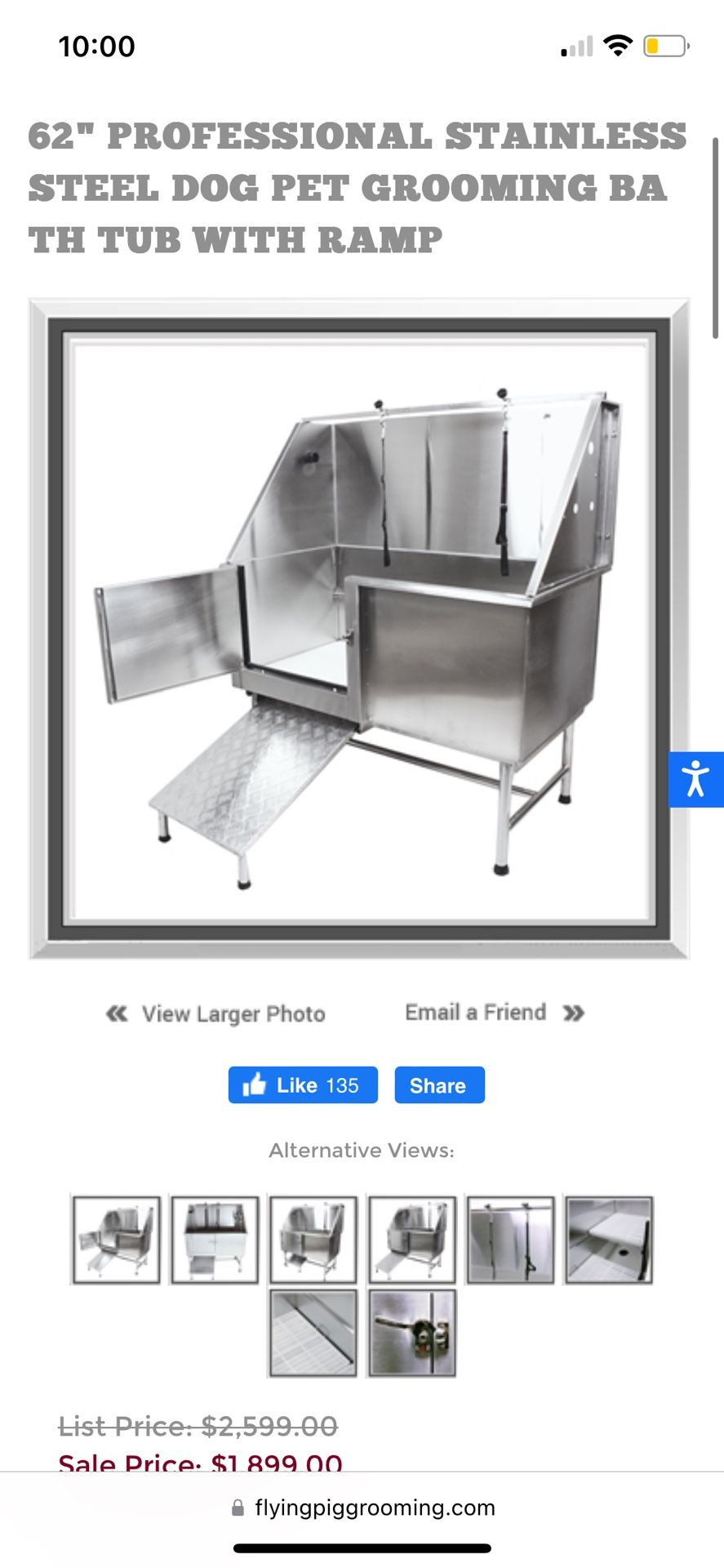 Flying Pig Grooming: 62" Professional Stainless Steel Dog Pet Grooming Bath Tub With Ramp
