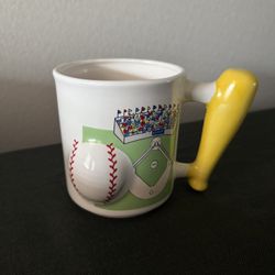 Emson 3D Baseball Coffee Mug Cup Bat Handle  Vintage Taiwan 1987 EUC