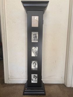 Black Wood Floor Standing Multi-Photo Frame Tower