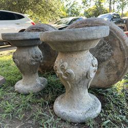26in Tall Concrete Bird Baths (Set Of 2)
