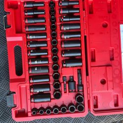Milwaukee Shockwave 3/8 in. drive Metric/SAE 6 Point Standard/Deep Impact Rated Socket Set 43 pc