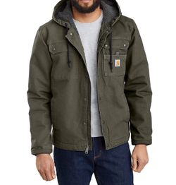 Carhartt Men's Relaxed Fit Washed Duck Sherpa-Lined Jacket Green Size XLT