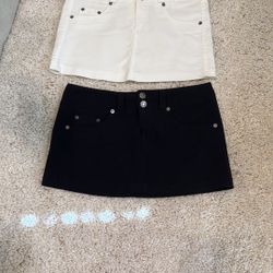 Stylish Black and White Women's Skirt Set 2 short stretchy small 