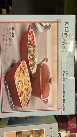 Kitchen Ace 4-Piece Porcelain Enamel Glaze Baking Set