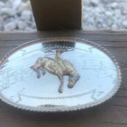 Nice Vintage Comstock German Silver Rodeo Western Cowboy Belt Buckle 