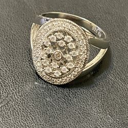 Ornate Sterling Silver Cubic Zirconia Ring 