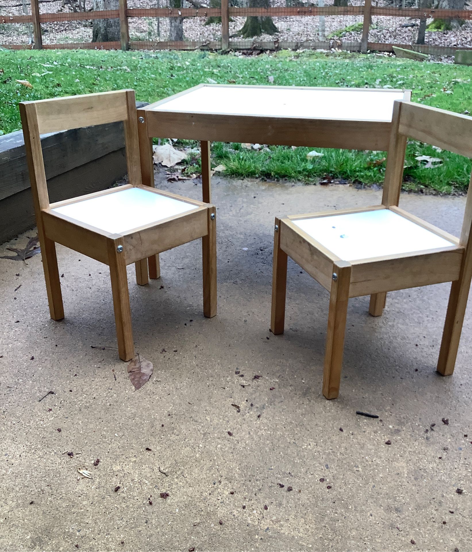 IKEA table children and two chairs