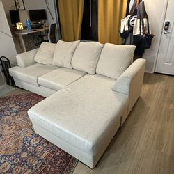 Beige L-Shaped Couch 
