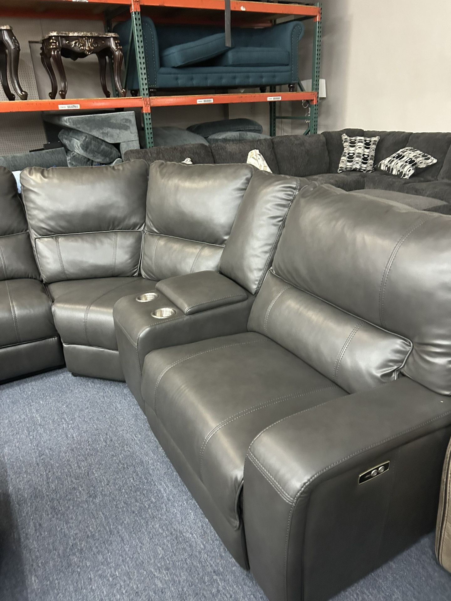 Top Grain Leather Reclining Sectional 