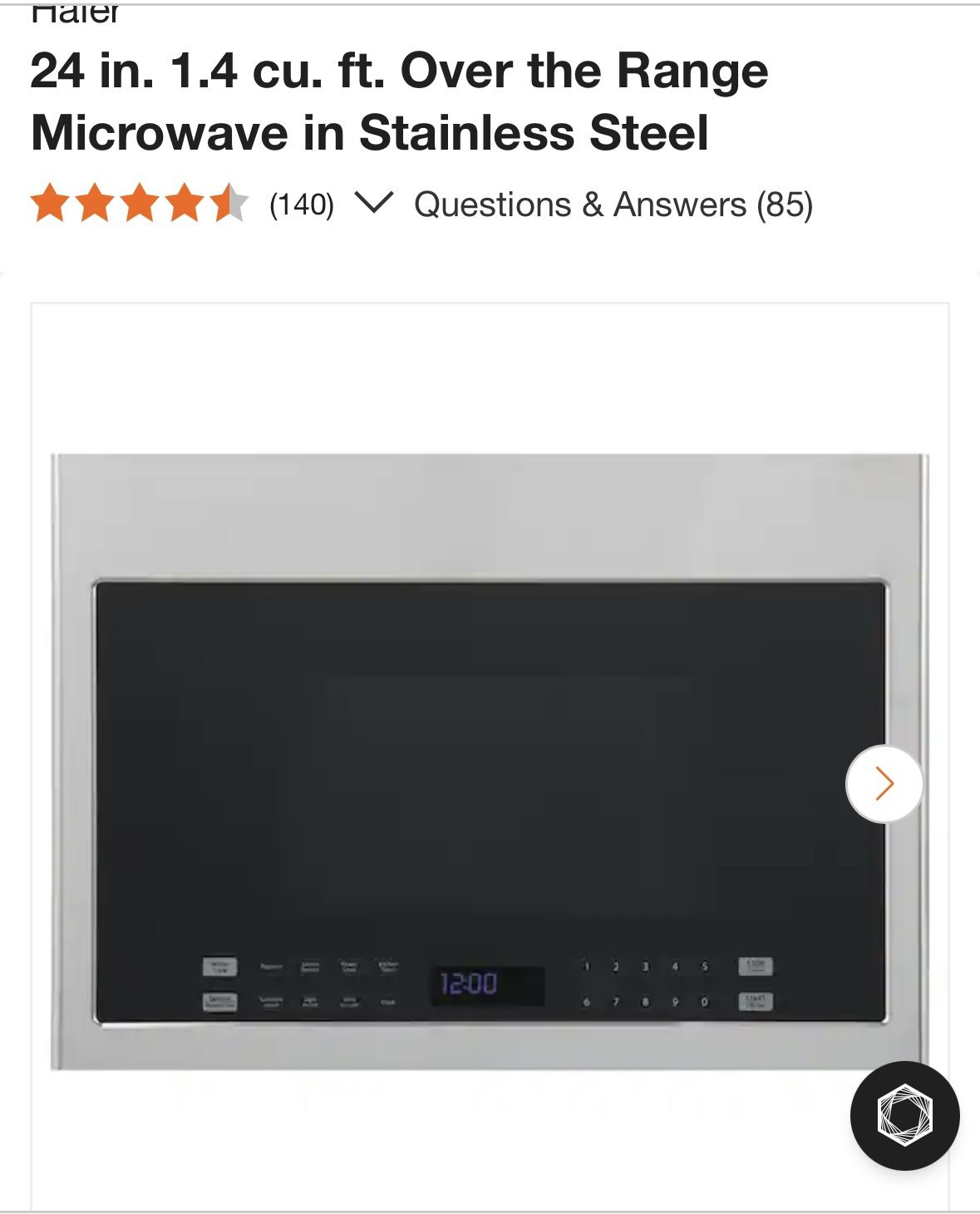 [Open Box-brand new, Haier 1.4 cu. ft. Stainless Steel.