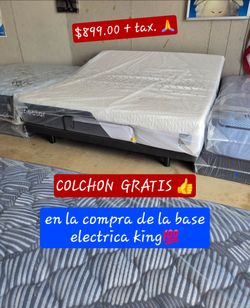 COLCHON  GRATIS  en la compra  de la base electrica king💯en GASI MATTRES OUTLET🙏(contact info removed)👍