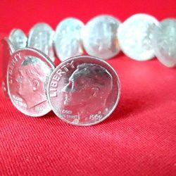 Old Coins Dimes Bracelet 1907year All The way to  1980  