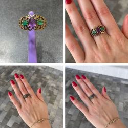 18k 14k 10k Good White Yellow Solid Diamond Emeralds Ring