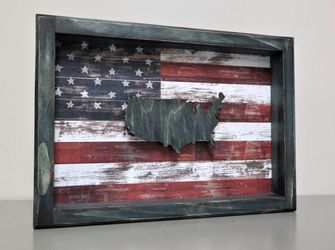 12” Shadowbox Frame American Flag Patriot USA Theme