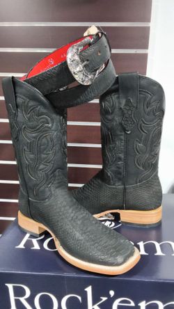 Black pyton boots and belt