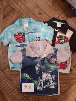 3 Disney Boys 2T Button Down Shirts