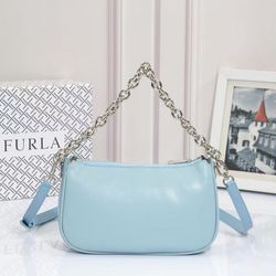 Furla Soft Moon Small Shoulder Bag Blue 
