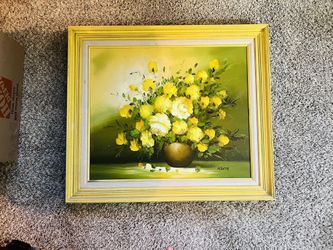 Sunlit Yellow Roses — Original Framed Painting 
