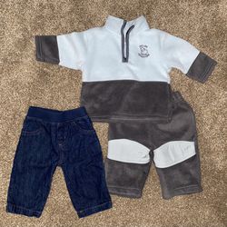 Fleece Outfit and Jeans, 3-6 months