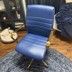 Navy Blue & Gold Tone Office Chair