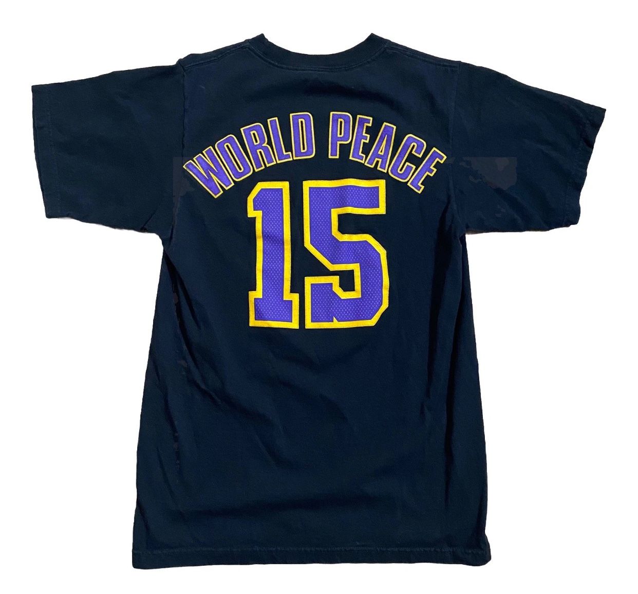 Adidas LA Lakers Metta World Peace #15 Black Graphic T-Shirt Men’s Small NBA