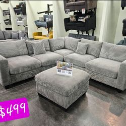 BRAND NEW 4PCS SECTIONAL SOFA SET WITH OTTOMAN AND ACCENT PILLOW INCLUDED $499