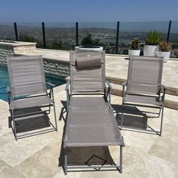 Set of foldable chairs and adjustable foldable lunge
