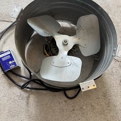 Attic fan with thermostat and power cord