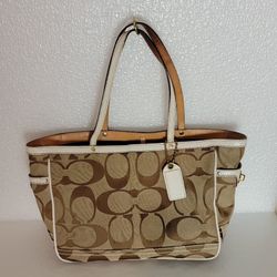 VINTAGE SIGNATURE TAN TOTE COACH BAG 