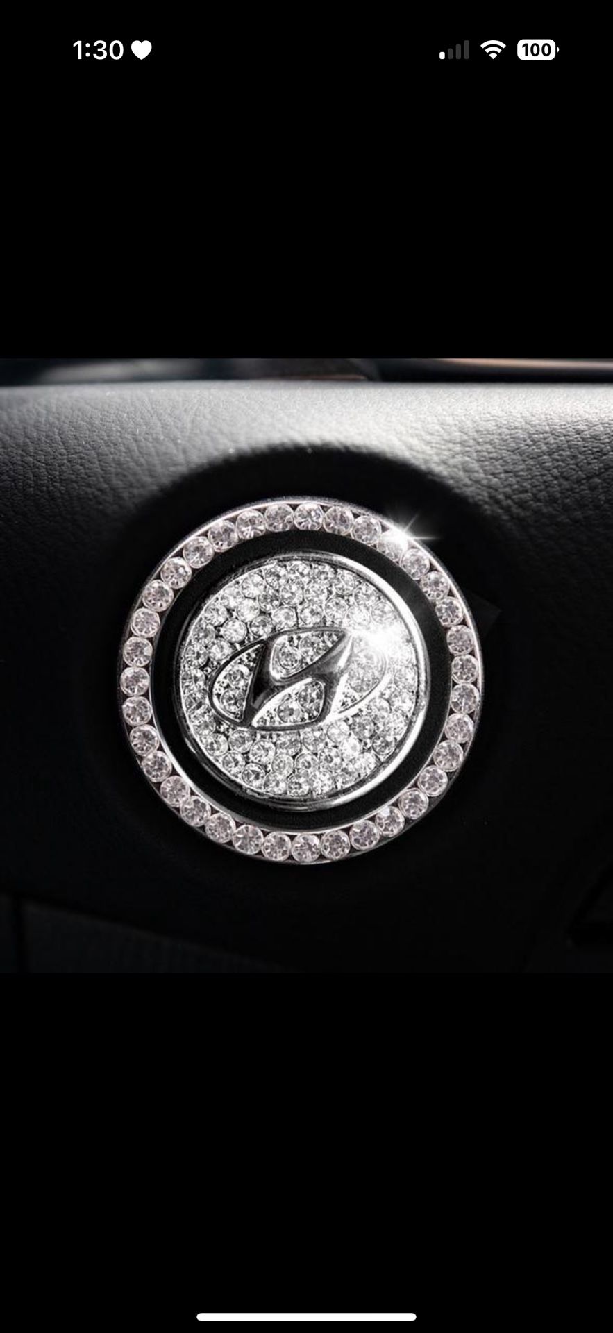 Hyundai Start Button | Bling Car Décor | Crystal Rhinestone Car Bling Ring | Emblem Sticker