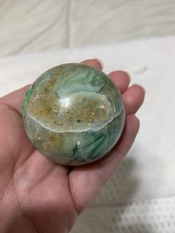 Green calcite sphere with stand