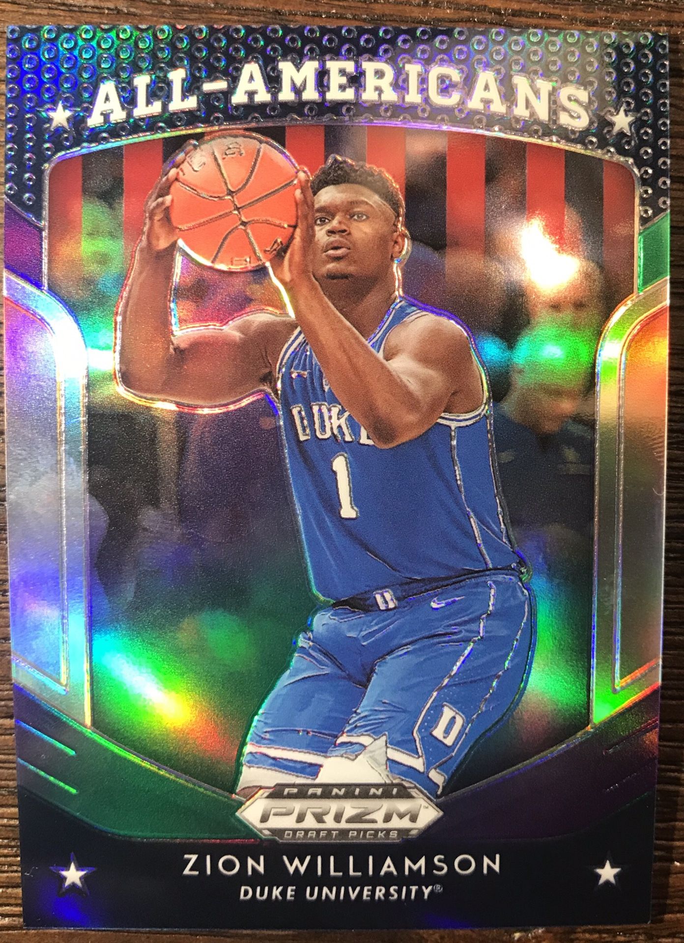 2019 20 Zion Williamson Panini Prizm All American Purple/green /199 Top Loaded