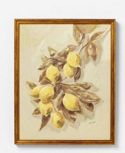 Framed Lemon Branch Oil Painting