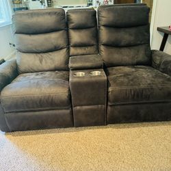 Living Spaces Malia 80” Power Reclining Sofa + Loveseat 