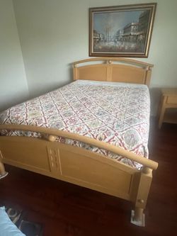 Ethen Allen full bed with side table