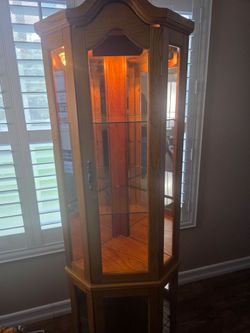 Oak wood corner Curio Cabinet