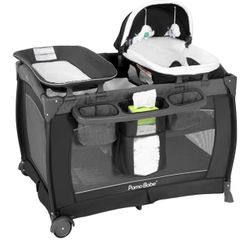 Pamo Babe Playard Portable Playard Foldable Playpen for Baby and Toddler Portable Crib Mattress Diaper Changer for Newborn