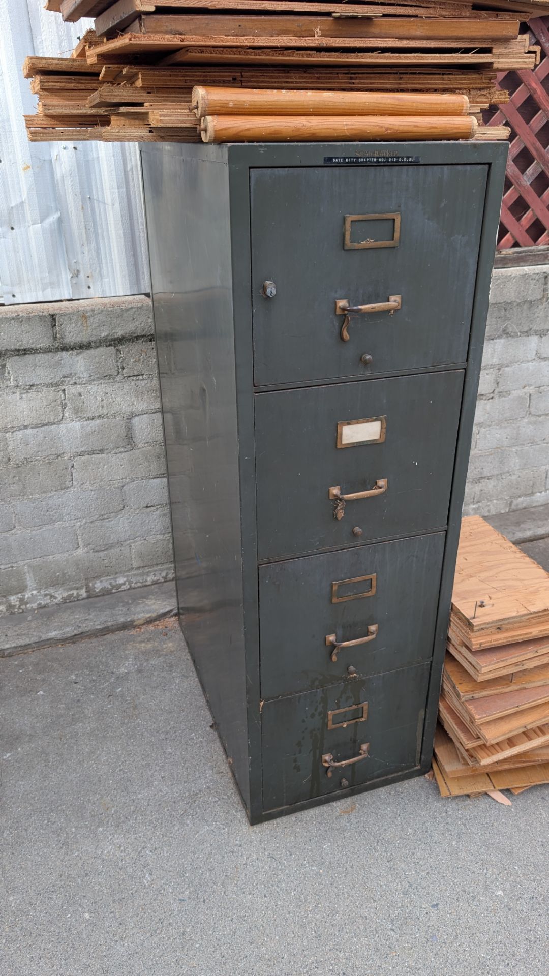 Locking fire proof file cabinet