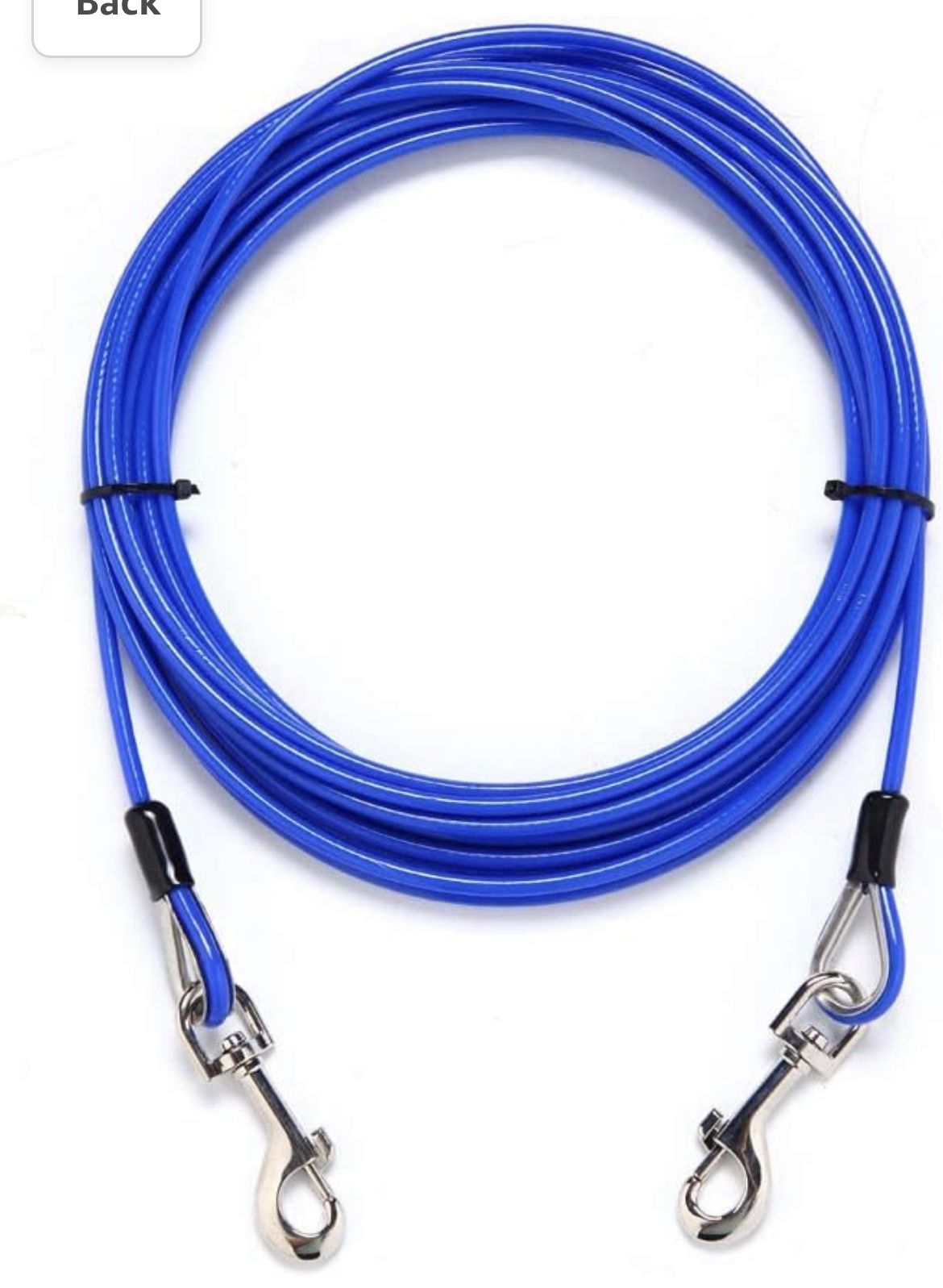 25ft Dog Tie Out Cable Galvanized Steel Wire Rope with PVC Coating for Medium Dogs up to 396Ibs, Diode Blue