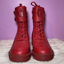 Red Guess Combat Boots 