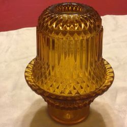 Indiana Glass Princess House Diamond Point Candle Holder Amber Fairy Lamp