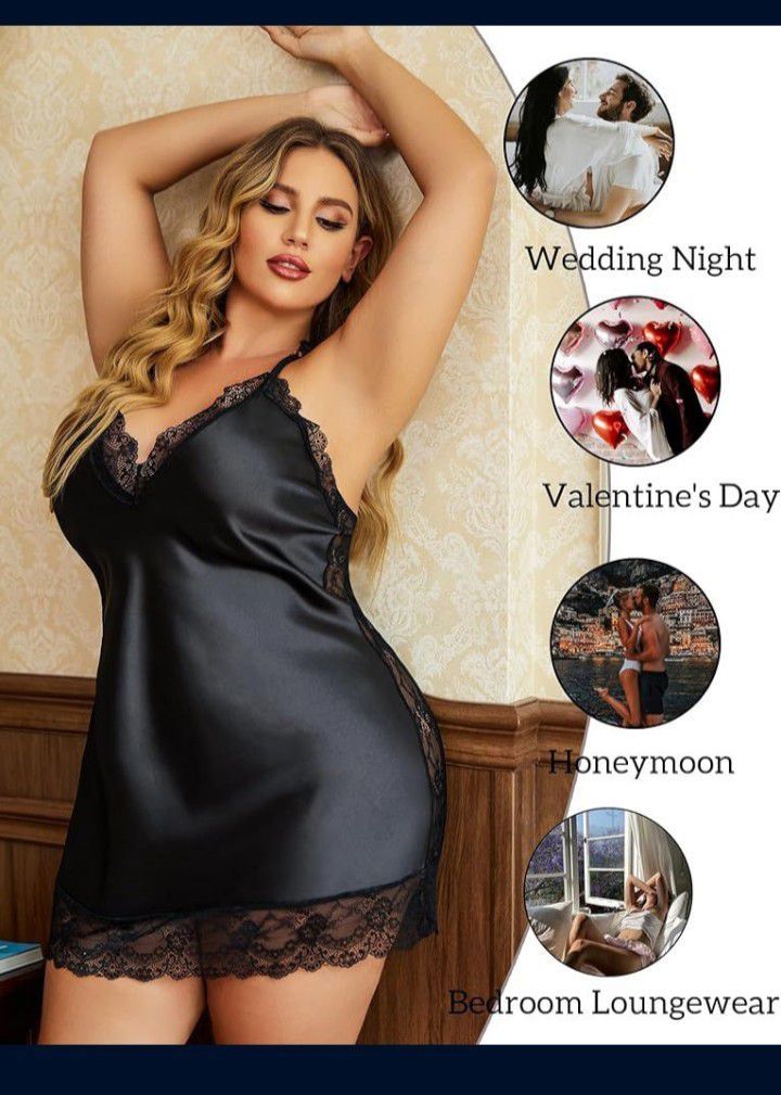 Avidlove Lingerie for Women Plus Size Satin

Lace Nightgown Sexy Sleepwear