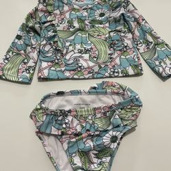 Janie and Jack Floral Rash Guard Swimsuit Set - 12-18M