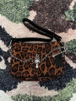 Chrome hearts leopard/cheetah print goth bag