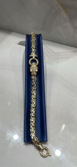 Beautiful 10k Panther Ankle Stone Bracelet 15.5 Grams 