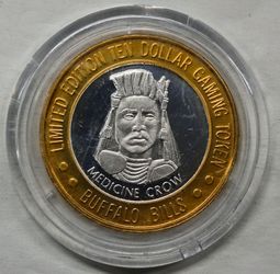Bufalo Bill " Medicine Crow "  Token Fine Silver  .999. UNC GEM