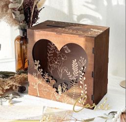 OurWarm Wooden Wedding Card Box For Reception, Brown