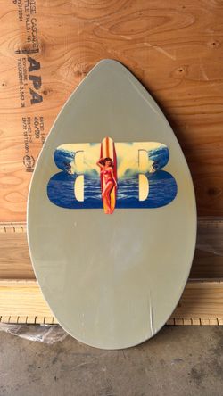 Vintage C-Y-A Wooden Skimboard – Retro Pin-Up Surf Graphic – Made in USA