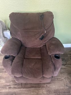 Brown Microfiber Power Recliner with Cup Holders
